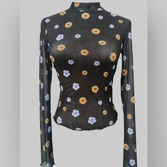 Halo & Harley Tops - Floral Black Sheer Women's Top